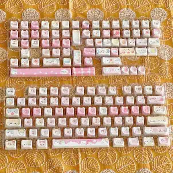 Meow Meow Team Height mechanical keyboard key cap set with 141 pieces and five-sided sublimation printing
