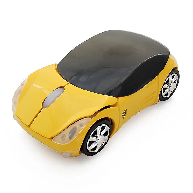 Wireless car mouse in pink compact design with USB receiver for notebook and desktop computers