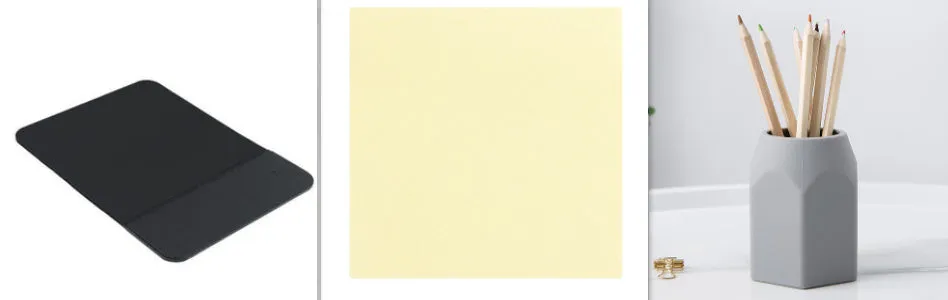 Round solid silicone pen holder in white, 80x95mm, on a clean desk with pens