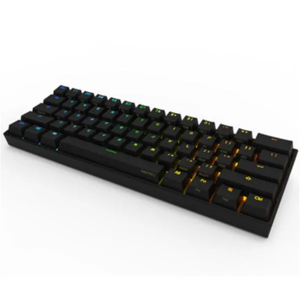 Wireless Bluetooth mechanical keyboard with black keycaps, compact layout, showing multimedia function keys and USB port