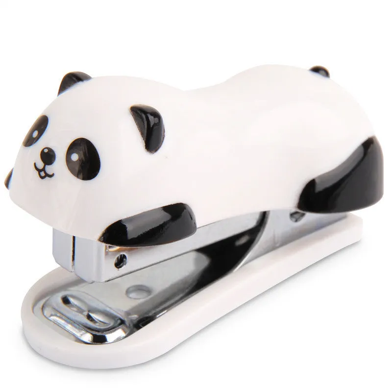 Cartoon Panda No. 10 stapler in black and white on a desk, size 6x4x3cm
