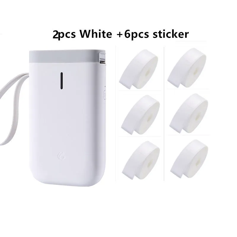Mini portable Bluetooth thermal label printer in black, 130x75x28mm, with 203dpi print head and 15mm label roll