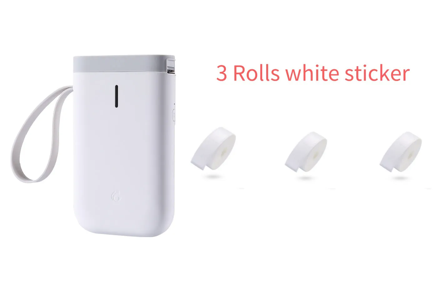 Mini portable Bluetooth thermal label printer in black, 130x75x28mm, with 203dpi print head and 15mm label roll