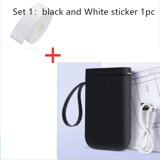 Mini portable Bluetooth thermal label printer in black, 130x75x28mm, with 203dpi print head and 15mm label roll