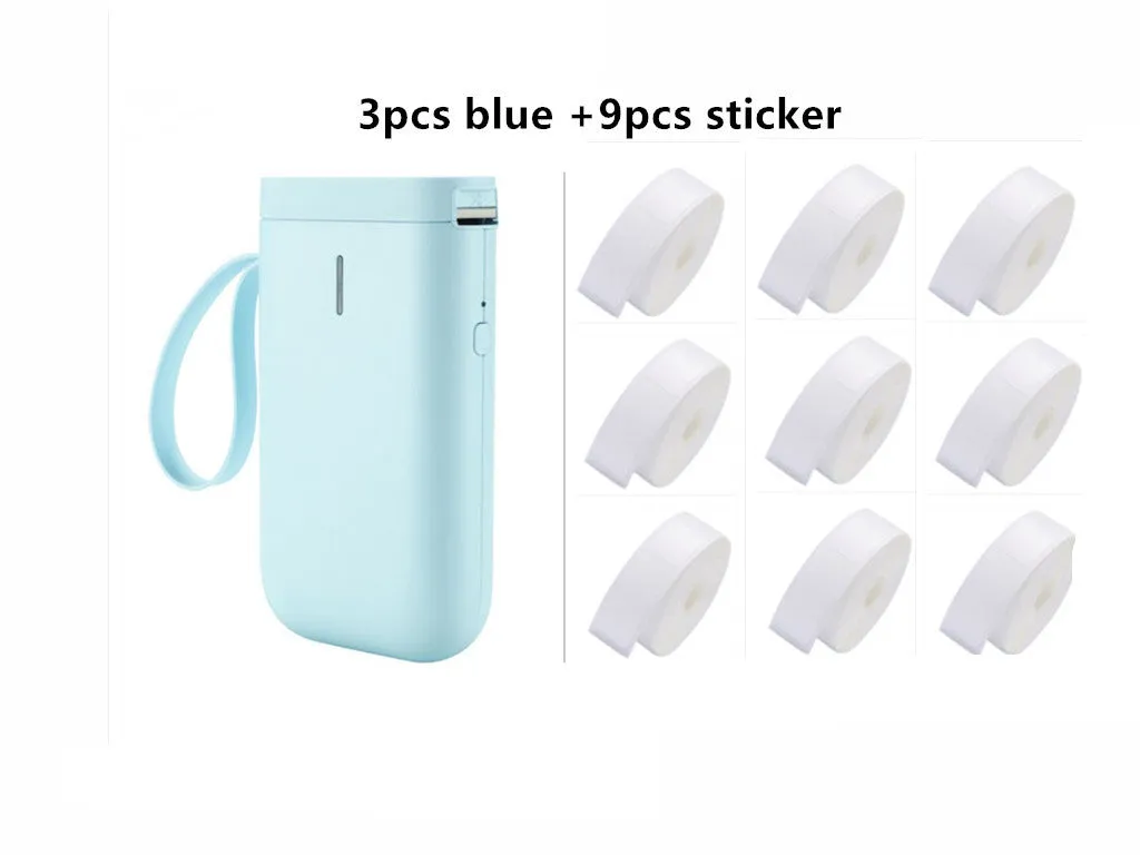 Mini portable Bluetooth thermal label printer in black, 130x75x28mm, with 203dpi print head and 15mm label roll