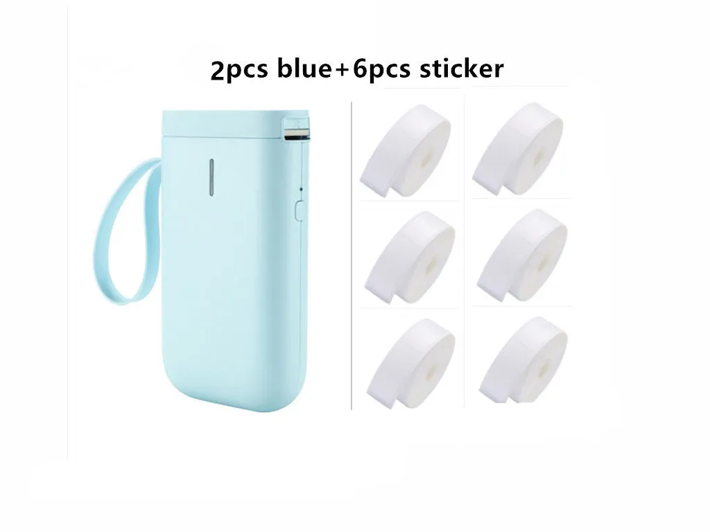 Mini portable Bluetooth thermal label printer in black, 130x75x28mm, with 203dpi print head and 15mm label roll