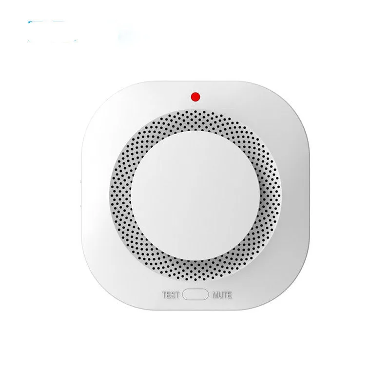 White wireless smoke detector fire alarm with DC9V battery slot and 433MHz wireless signal