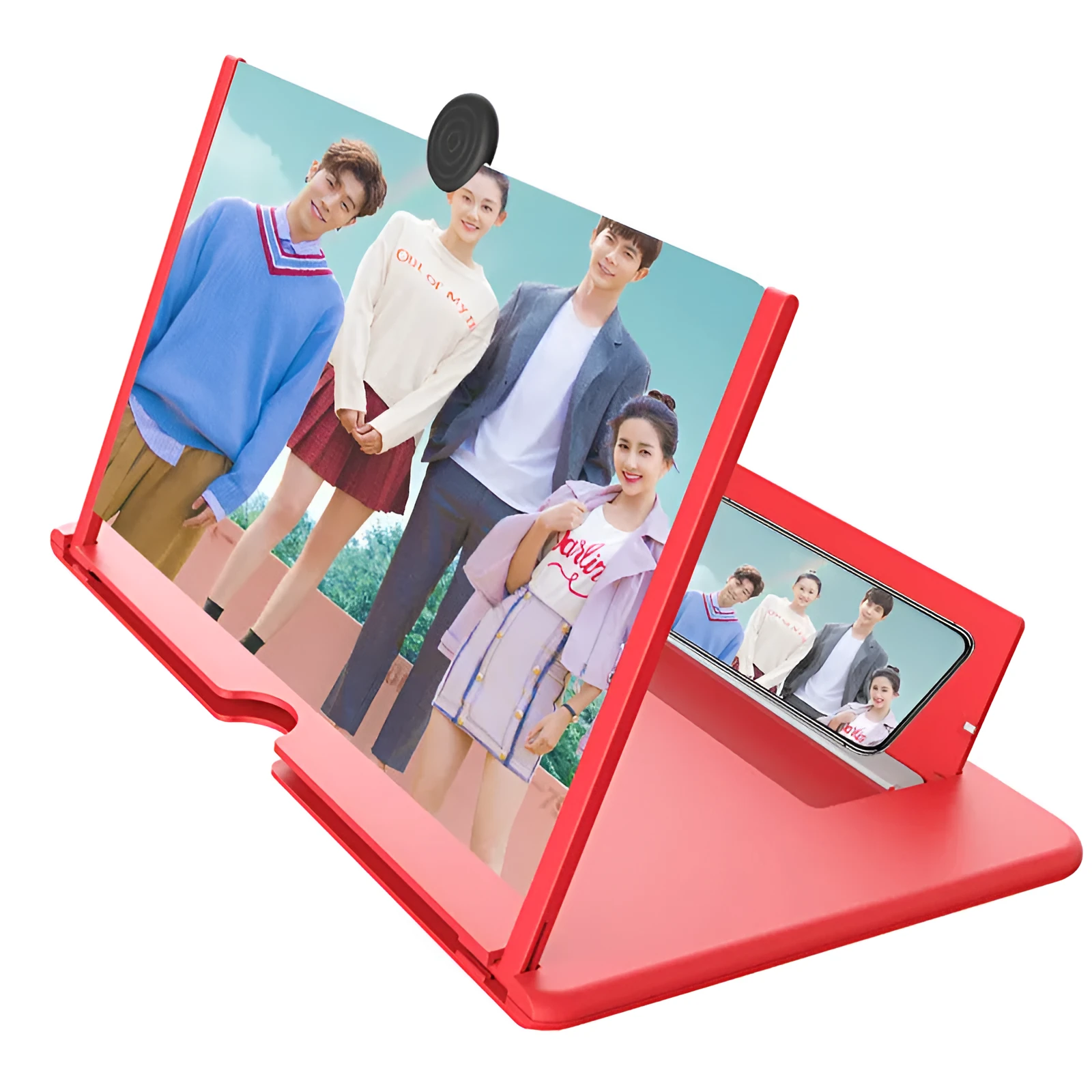 12 inch mobile phone screen amplifier with ABS plastic frame and Phoenix lens, 3-4 times magnification, black