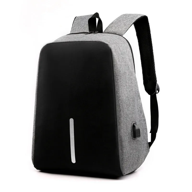 Fashion anti-theft backpack with USB port, air cushion strap, and 16-inch laptop compartment in black
