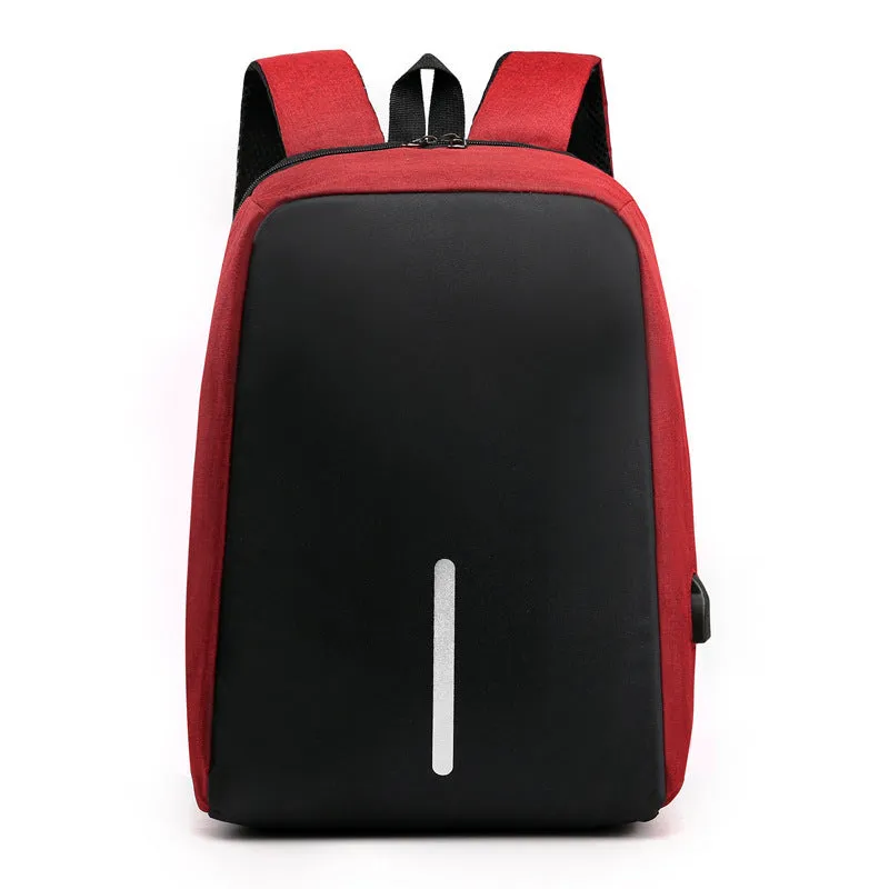 Fashion anti-theft backpack with USB port, air cushion strap, and 16-inch laptop compartment in black
