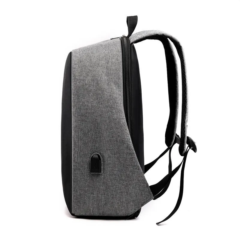 Fashion anti-theft backpack with USB port, air cushion strap, and 16-inch laptop compartment in black