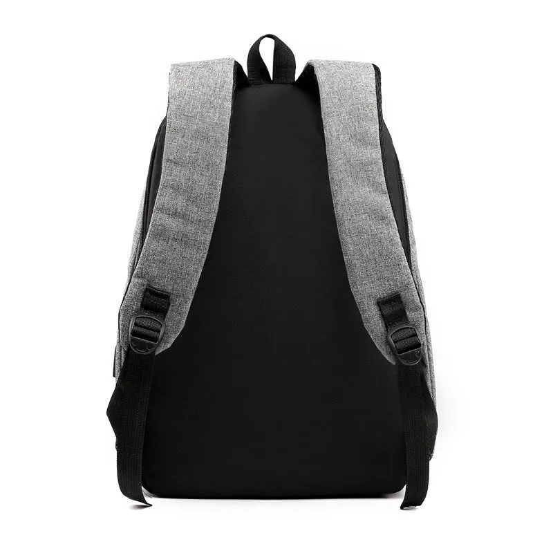 Fashion anti-theft backpack with USB port, air cushion strap, and 16-inch laptop compartment in black