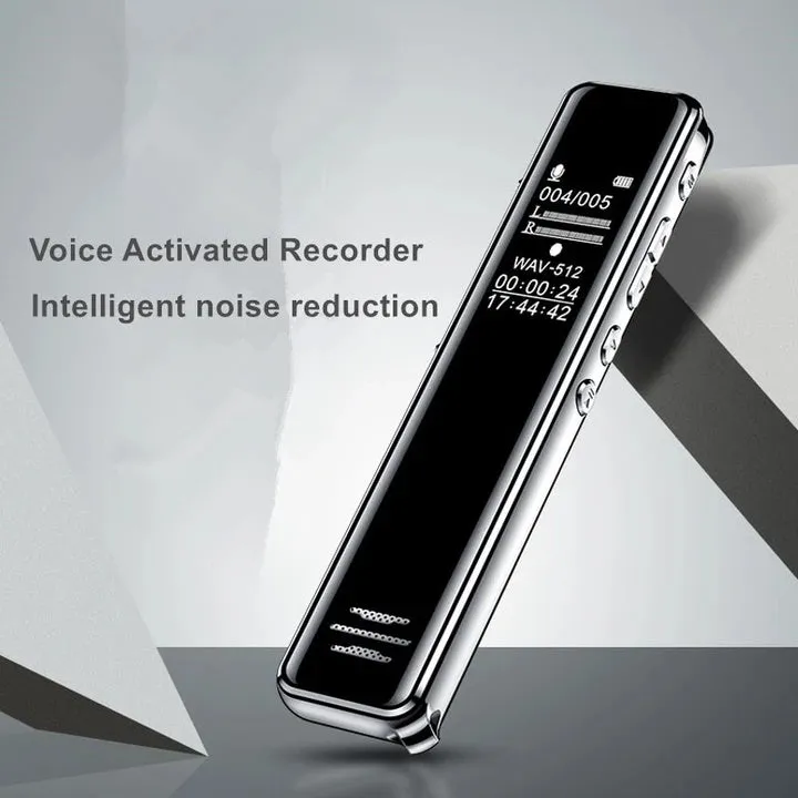 Black Q22 high definition noise reduction professional recording pen with LCD screen on white background