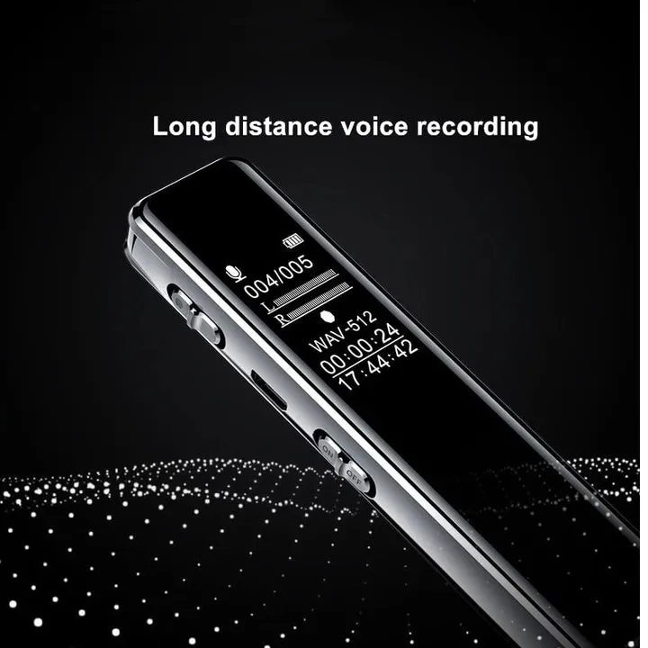 Black Q22 high definition noise reduction professional recording pen with LCD screen on white background