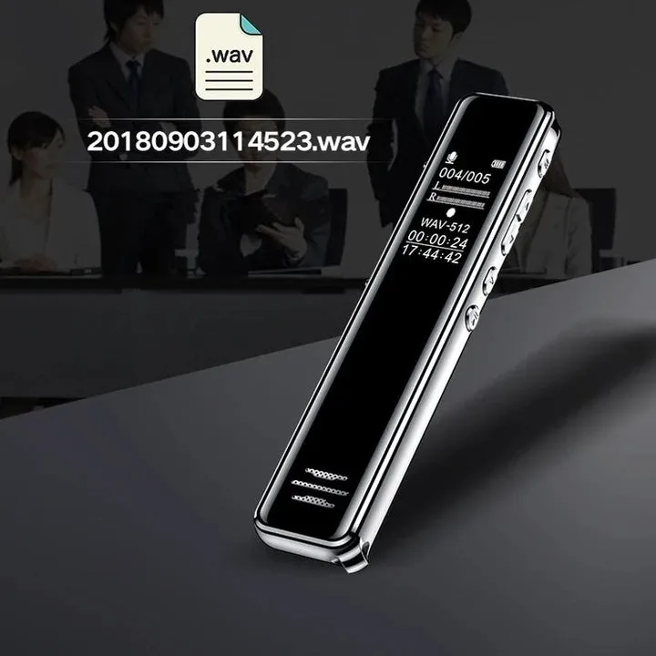 Black Q22 high definition noise reduction professional recording pen with LCD screen on white background
