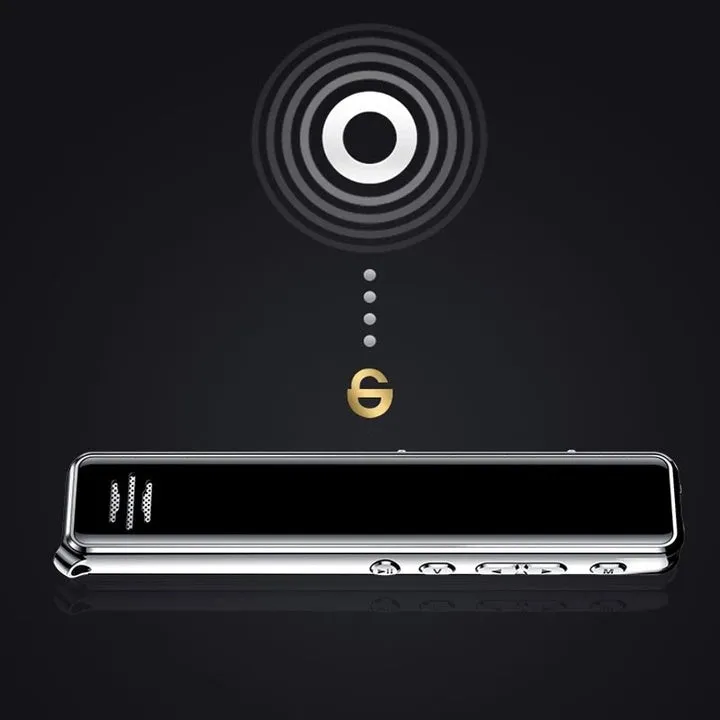 Black Q22 high definition noise reduction professional recording pen with LCD screen on white background