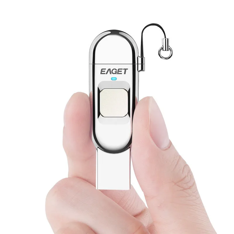 64GB light gray fingerprint encryption dual-interface U disk with Type C and USB 3.0 metal shell