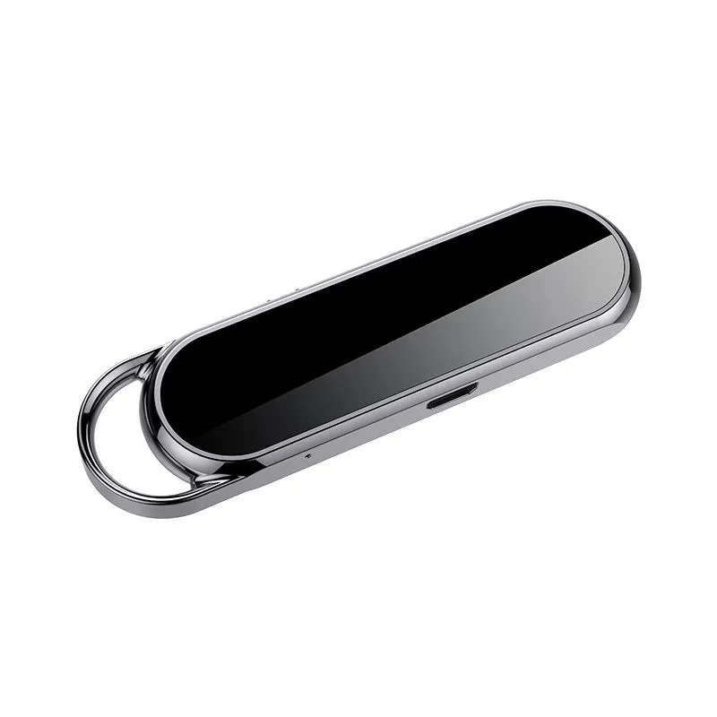 Black one-key recording smart voice recorder with metal body and compact dimensions 83.5x23x11mm