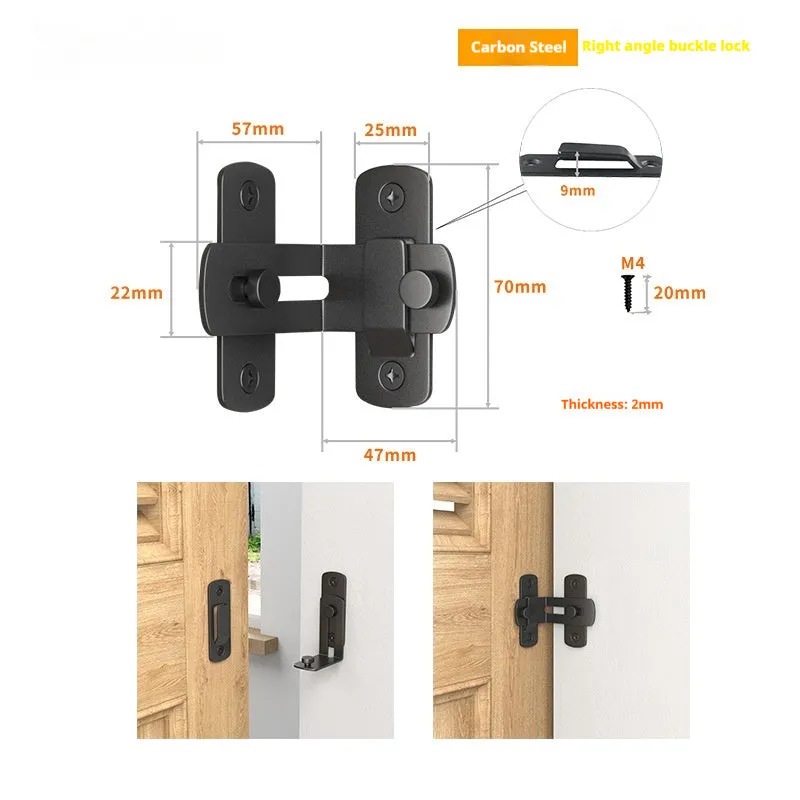 Stainless steel and carbon steel sliding door lock with flat shackle for barn doors