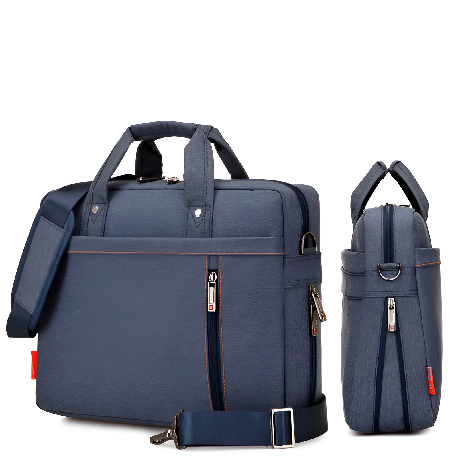 Waterproof Oxford cloth laptop bag in black with multiple compartments and adjustable shoulder strap