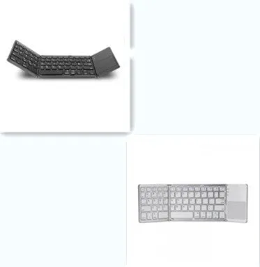 Folding Bluetooth keyboard with 64 ABS keys and black colour, folded for travel