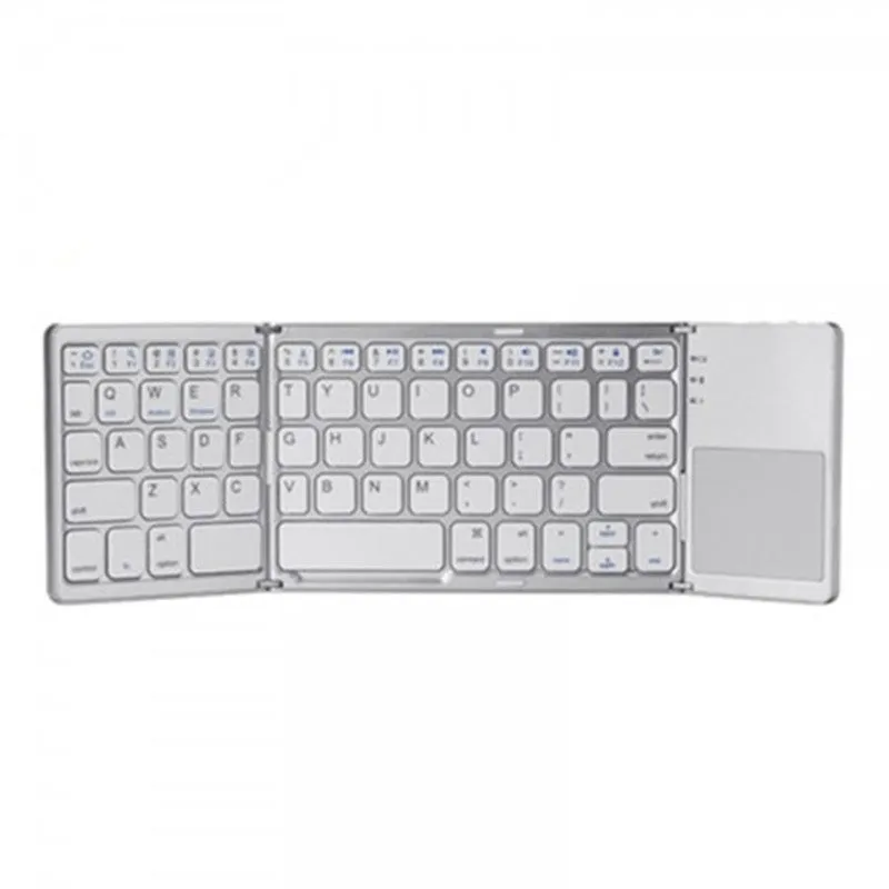 Folding Bluetooth keyboard with 64 ABS keys and black colour, folded for travel