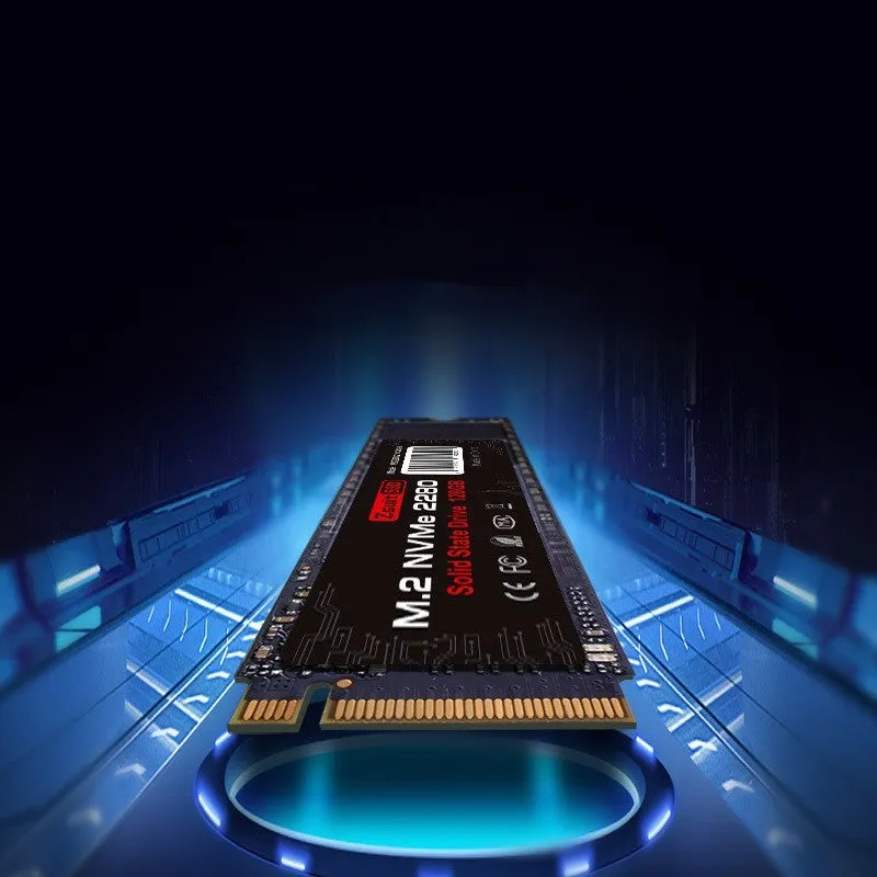 Red metal M.2 NVMe 2280 SSD 128GB with PCIe 3.0/4.0 support on white background