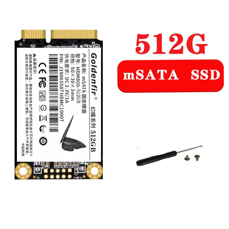 512GB mSATA solid state drive HDM800 model in compact 30x50x3mm form factor