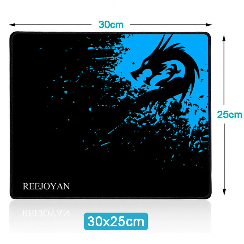 Mouse pad with smooth textured surface, reinforced stitching edges, and natural rubber non-slip base in 30x25cm size
