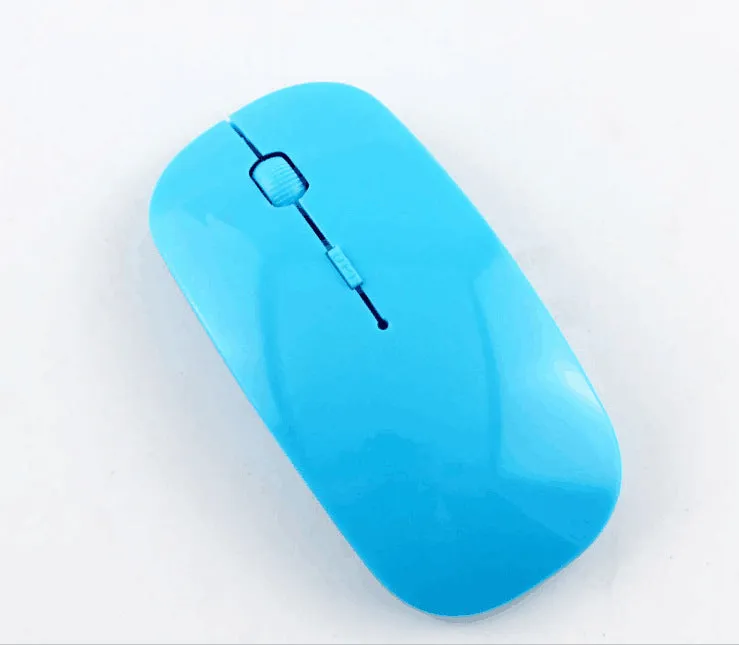 Ultra-thin ergonomic wireless mouse with 2.4GHz USB receiver, black, on white background