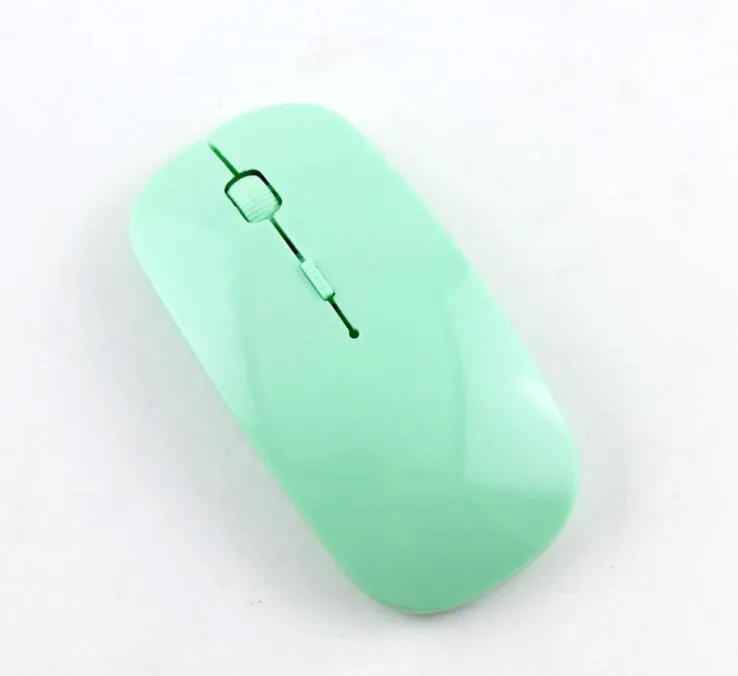 Ultra-thin ergonomic wireless mouse with 2.4GHz USB receiver, black, on white background