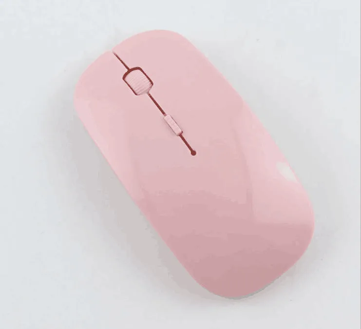Ultra-thin ergonomic wireless mouse with 2.4GHz USB receiver, black, on white background