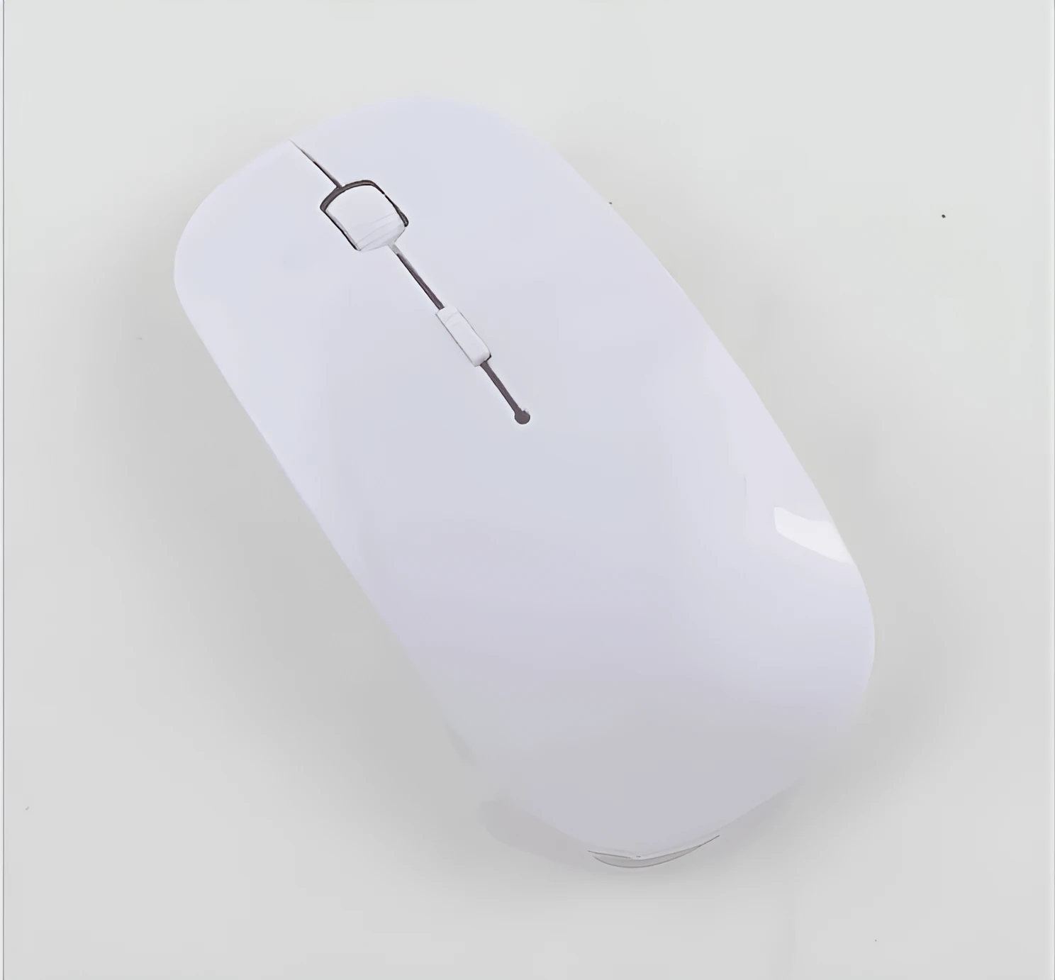 Ultra-thin ergonomic wireless mouse with 2.4GHz USB receiver, black, on white background