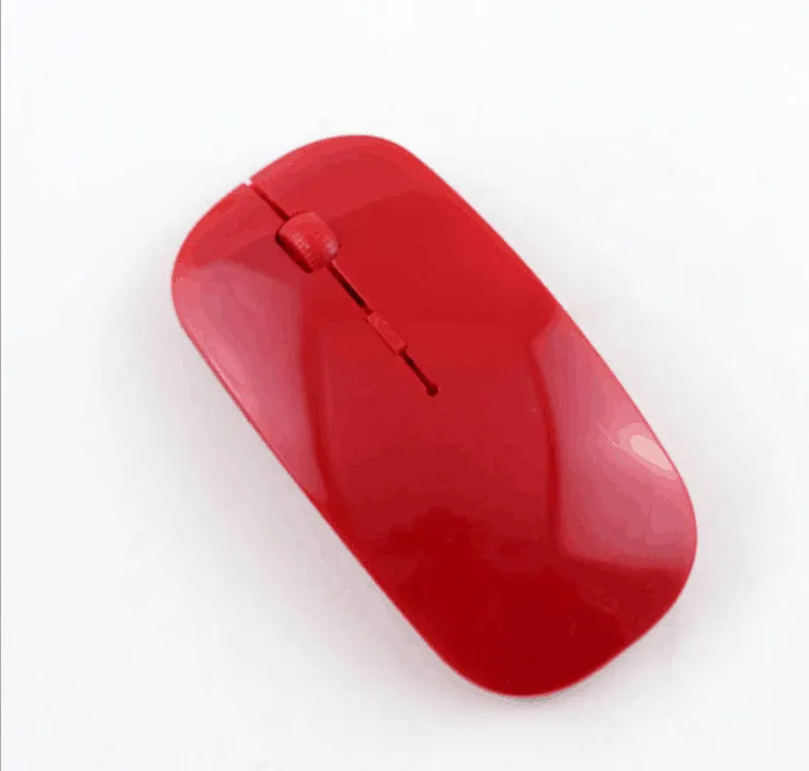Ultra-thin ergonomic wireless mouse with 2.4GHz USB receiver, black, on white background
