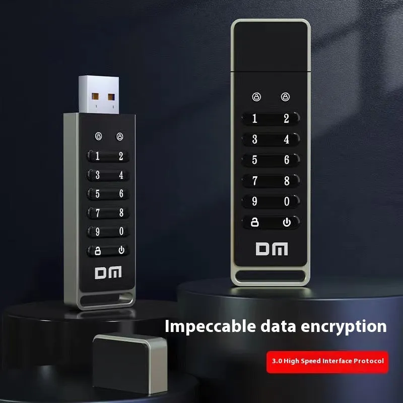 Metal 64GB USB 3.0 flash drive with fingerprint encryption and digital button security