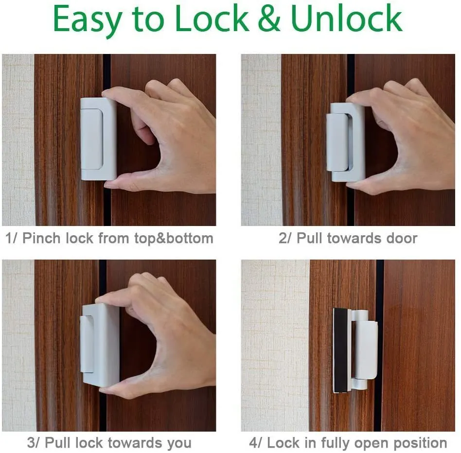 Silver aluminium alloy child safety door lock with 3 inch stop and heavy duty bolt design