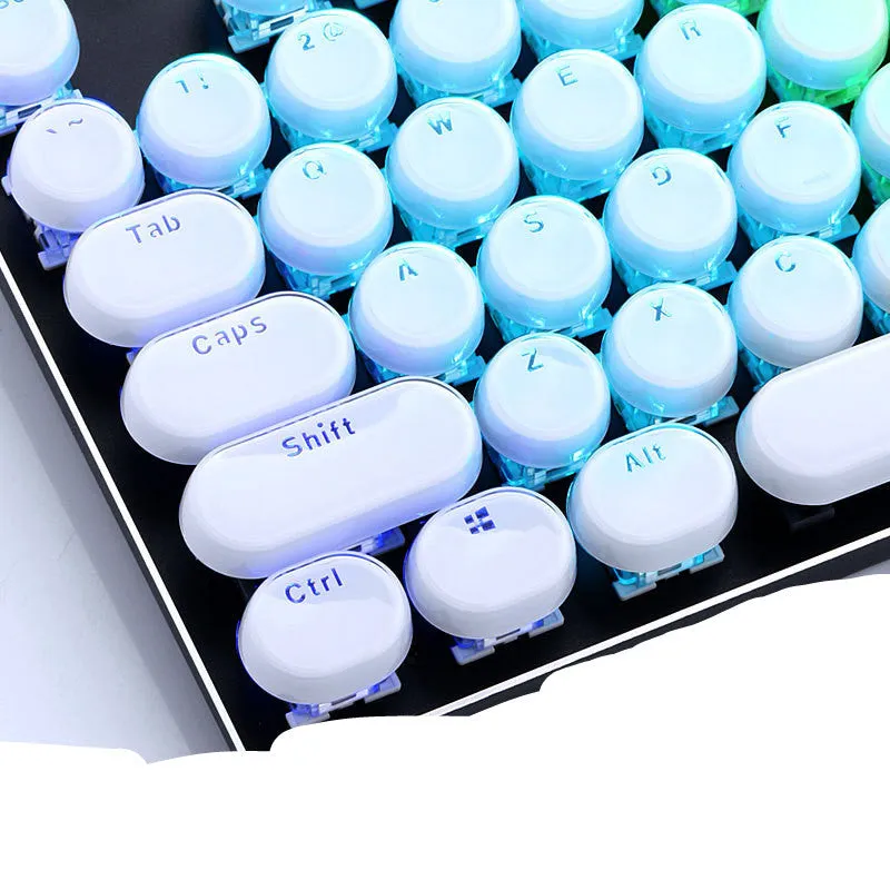Set of 104 custom two-color mold mechanical keyboard keycaps in crystal finish, black and white variants