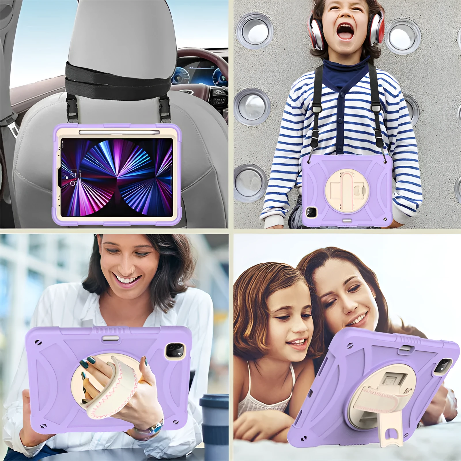 iPad rotating bracket strap silicone protective case with magnetic suction in multiple colour options