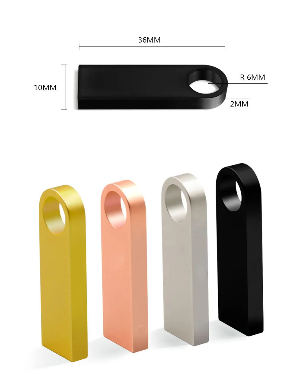 Creative metal high-speed USB flash drive with USB 2.0/3.0 interface in silver colour