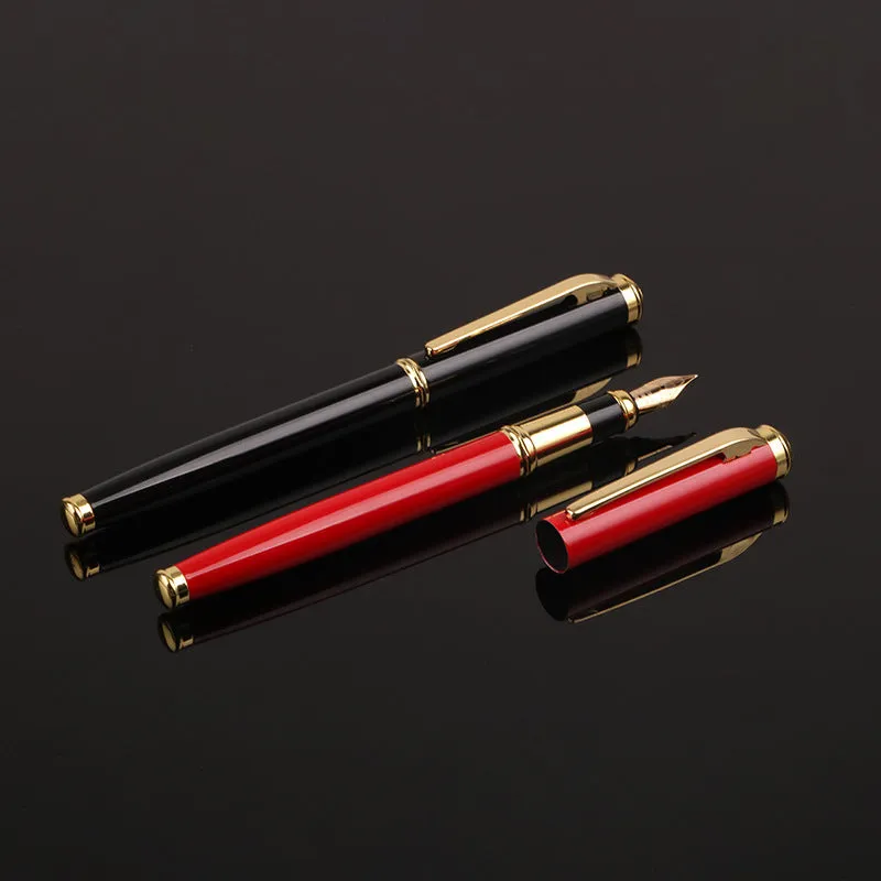 Metal body pen with 0.5mm Yijin nib in black and red colours for office writing