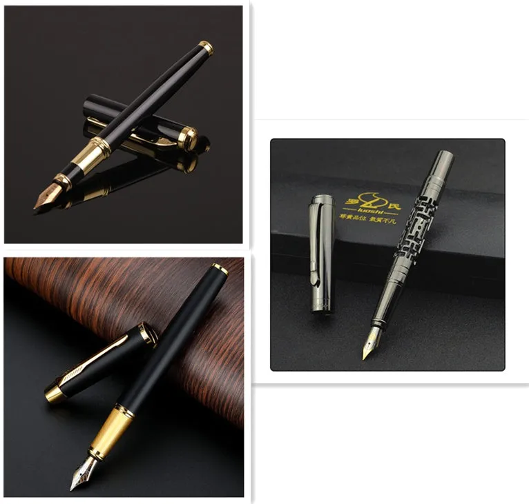 Metal body pen with 0.5mm Yijin nib in black and red colours for office writing