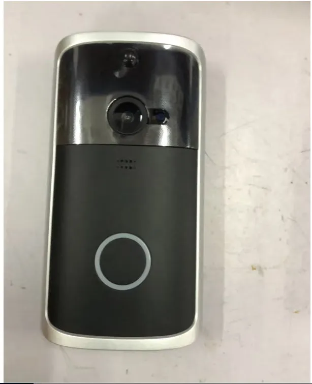 WiFi video doorbell camera in black with two-way intercom and night vision, compact PCB body 7.5x3.3x14.4cm