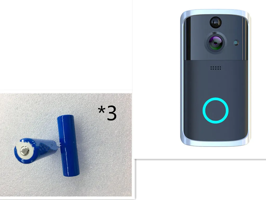 WiFi video doorbell camera in black with two-way intercom and night vision, compact PCB body 7.5x3.3x14.4cm