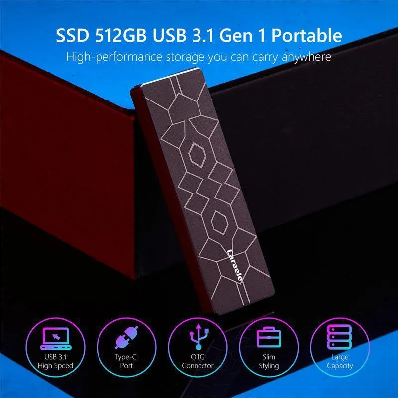 Ultra-thin metal mobile SSD portable hard drive 100mm x 70mm in silver