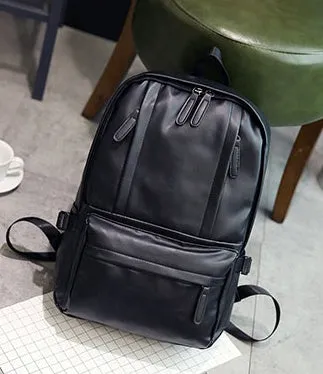 PU men's casual shoulder bag square vertical section black colour with stitching details and double strap