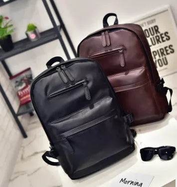 PU men's casual shoulder bag square vertical section black colour with stitching details and double strap