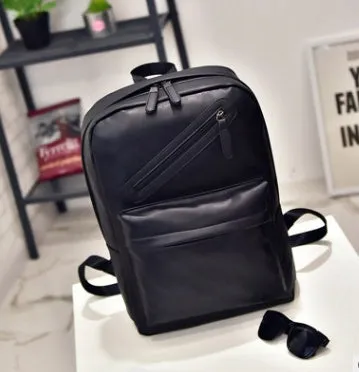 PU men's casual shoulder bag square vertical section black colour with stitching details and double strap