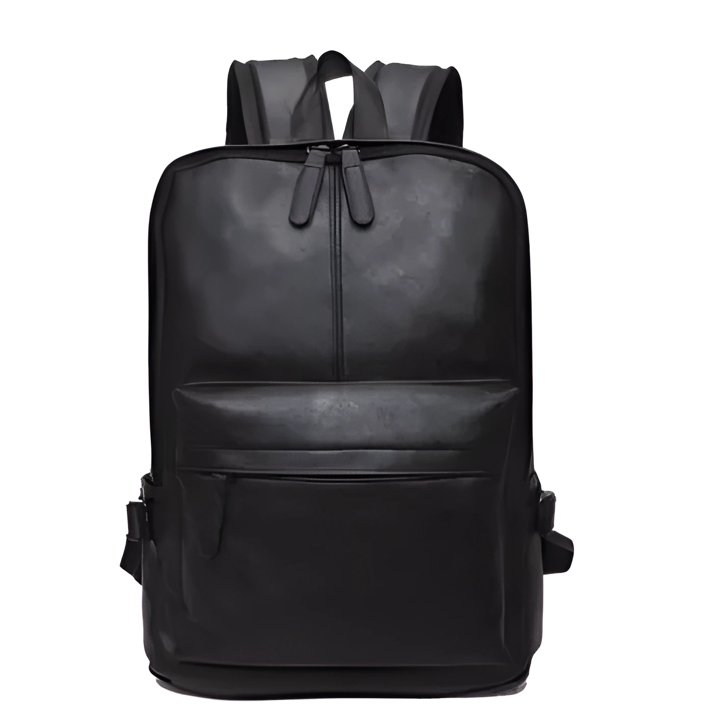PU men's casual shoulder bag square vertical section black colour with stitching details and double strap