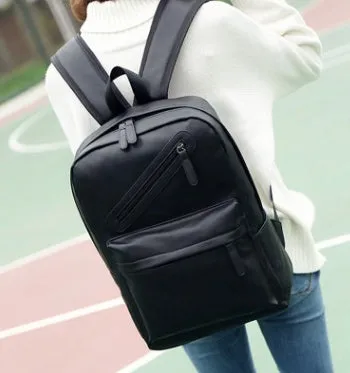 PU men's casual shoulder bag square vertical section black colour with stitching details and double strap