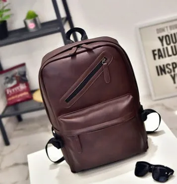 PU men's casual shoulder bag square vertical section black colour with stitching details and double strap